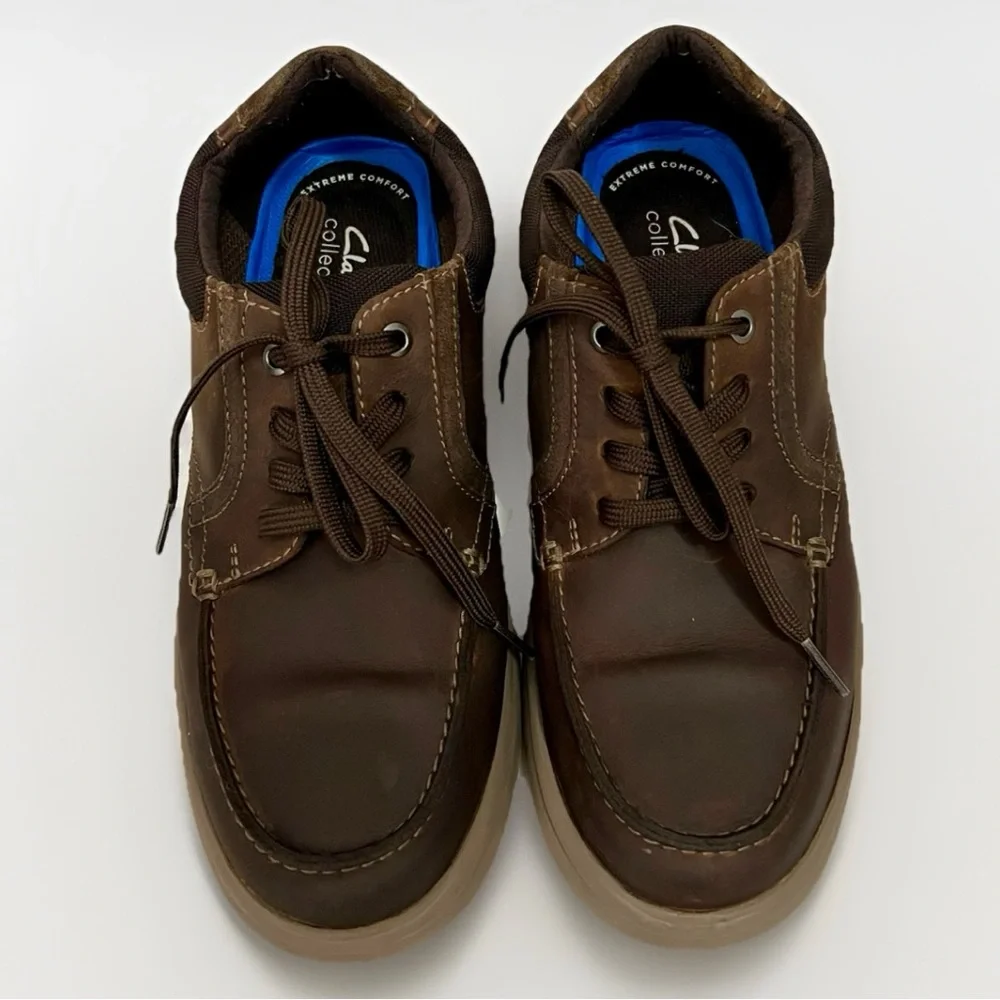 Clarks Bradley Vibe Leather Derby Comfort Shoes Mens Sz 9.5 Brown Lace Up Casual